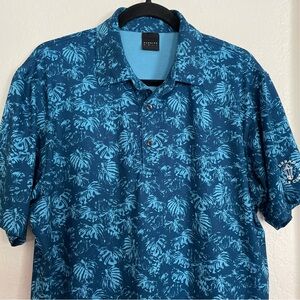 Dunning Golf Dark Teal with Light Teal Palm Print "Verrado" Polo M